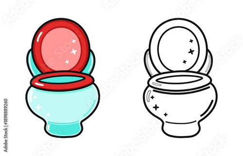 Cartoon toilet bowl icon illustrating hygiene and cleanliness