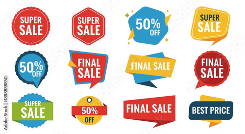 Vibrant sale stickers for business promotions and discounts