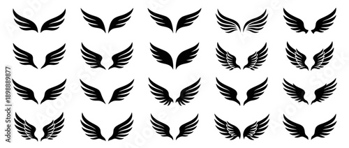 Collection of elegant black wing designs for tattoos or logos