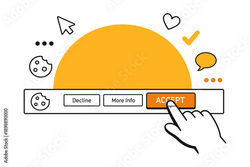 Cookie consent banner with accept button and icons