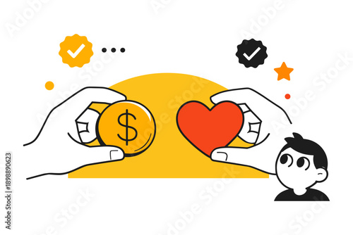 Choosing between money and love: a young adult's dilemma illustrated