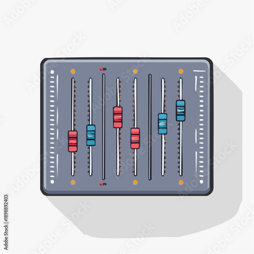 Table de mixage audio – console avec curseurs et réglages sonores