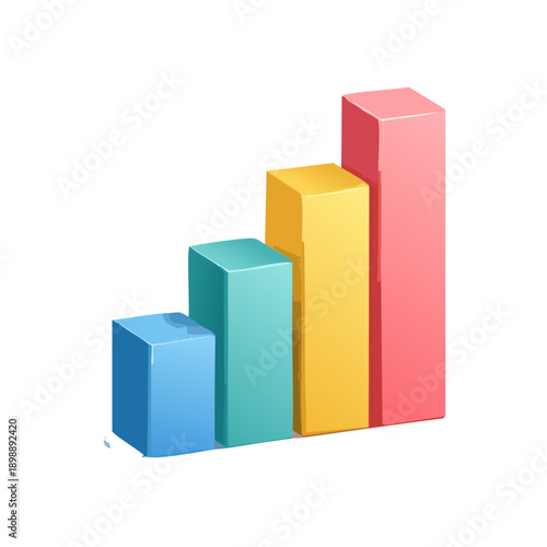 Graphique 3D coloré en barres – croissance et impact visuel, progression ascendante