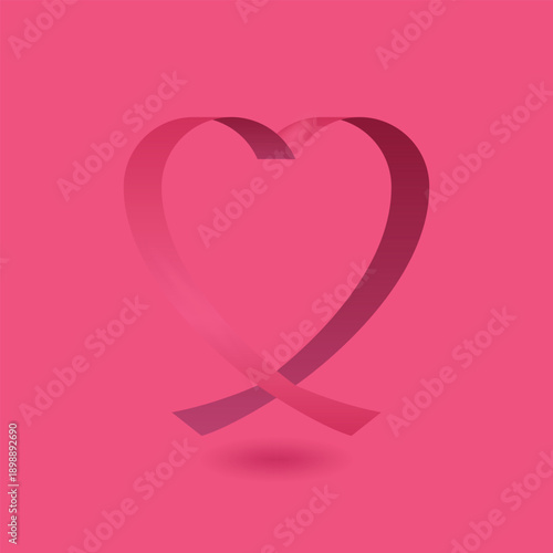 Pink Ribbon Heart Love Symbol