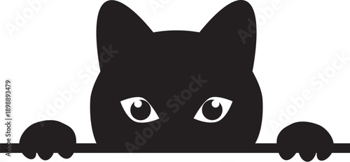Black Peeking Cat Vector