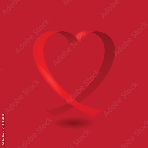Red Ribbon Heart Shape Symbol