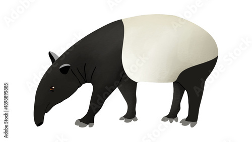 Malayan Tapir Animal Illustration Isolated on White