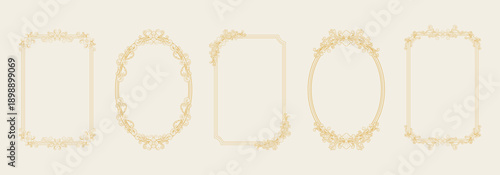 Set of ornate golden baroque frames with floral scrollwork