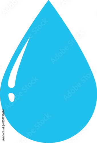 Fresh blue water drop icon, vector silhouette black and white cricut design style, simple cartoonish rain droplet, isolated liquid element for nature and spa apps