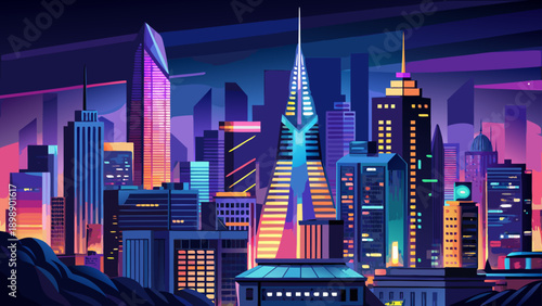 Very beautiful nighttime skyline of São Paulo city illuminated with countless lights, showcasing modern skyscrapers, dense urban architecture, and vibrant metropolitan energy after dark in Brazil.