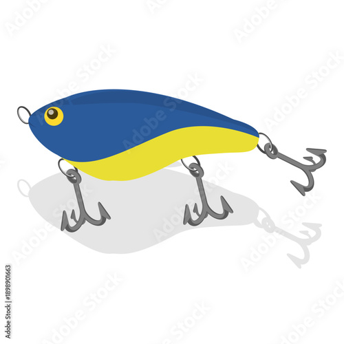 3D Isometric Flat Vector Illustration of Fishing Bait Collection, Fisherman Tackle and Artificial Fishes. Item 2