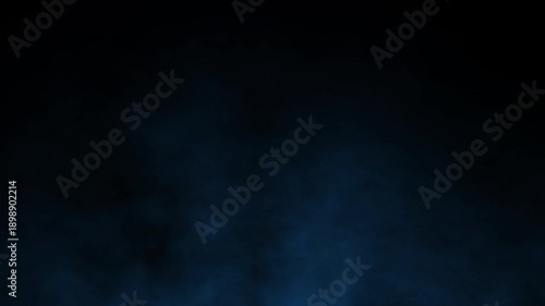 Abstract Blue Misty Smoke Floating on Black Background. Atmospheric Stage Fog Overlay, Calm Vapor Motion, Aromatherapy Mood 4K. blue smoke background