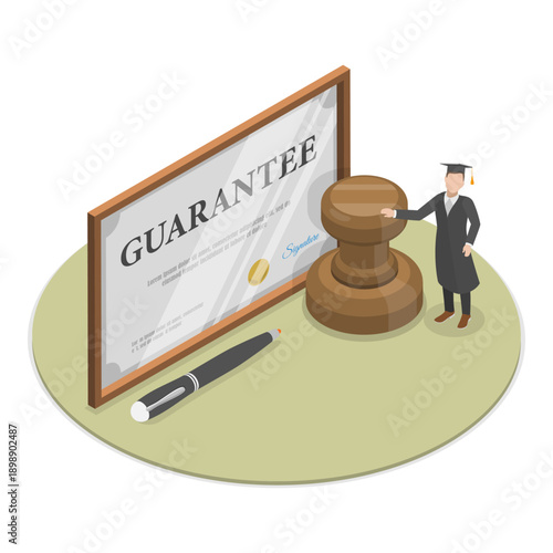 3D Isometric Flat Vector Illustration of Quality Management , Achieving International Certification For Business Professionals. Item 2