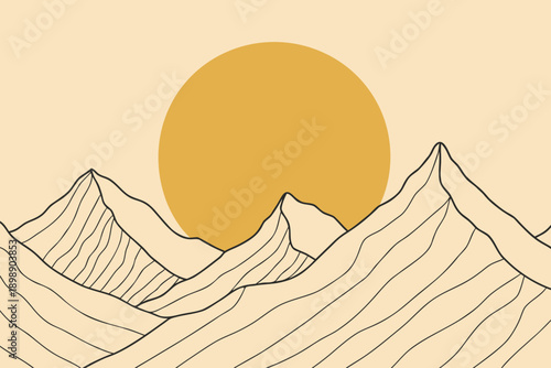 Breathtaking mountain landscape at sunrise with warm golden light