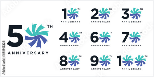 Collection of anniversary logo design. Celebration Days Custom Vector Graphics Icon Concept