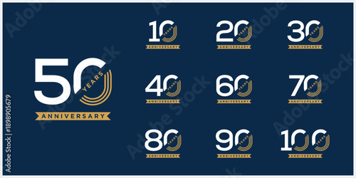 Collection of anniversary logo design. Celebration day special vector symbol icon concept