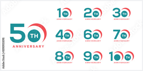 Collection of anniversary logo design. Celebration day special vector symbol icon concept , 10 to 100 logo design vector
