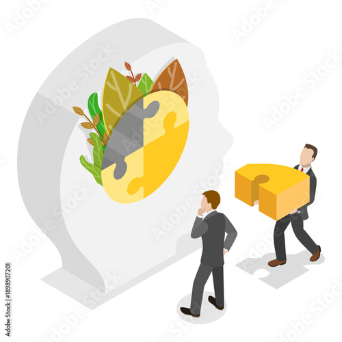 3D Isometric Flat Vector Illustration of Psychology, Mental Health Awareness. Item 3