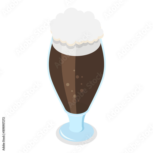 3D Isometric Flat Vector Illustration of Types Of Beer, Beverages in Recommended Glasses. Item 8