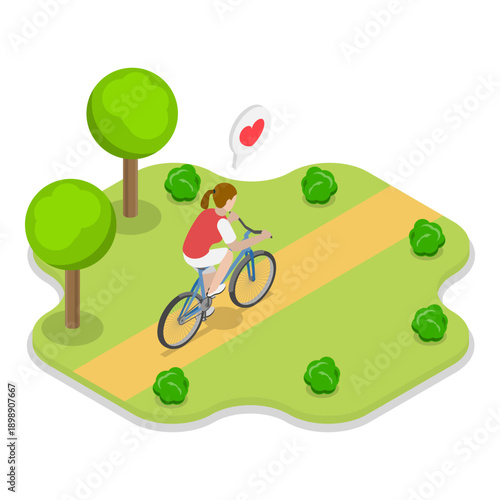 3D Isometric Flat Vector Illustration of Outdoor Adventures, Urban Park Activities. Item 3