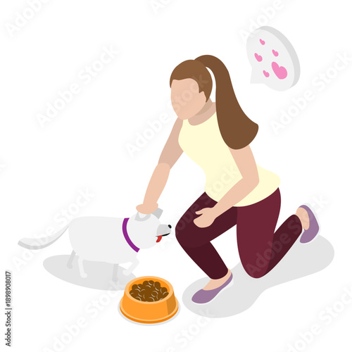 3D Isometric Flat Vector Illustration of Pet Lovers, Veterinary Clinic, Homeless Animals Shelter. Item 3