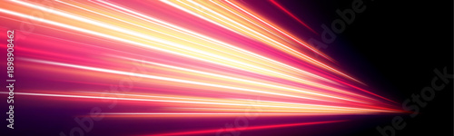 Futuristic neon beams explode forward with dynamic motion blur. Blue and violet lights cut sharply through the dark. The scene feels intense and high energy.