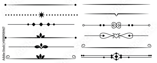 Decorative dividers and separators vector set, ornamental lines and borders collection, vintage design elements on transparent background