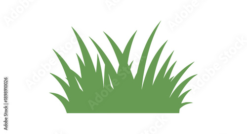 A simple, stylized illustration of a vibrant green grass clump against a clean white background.