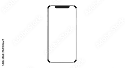 A generic modern smartphone with a blank white screen and a notch, isolated on a white background.