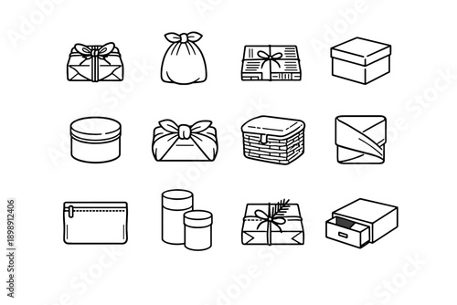 Fabric container zipper vector generation box wrap reusable simple icon recycled bundle