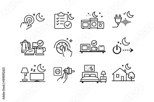Vector evening image lineup simple habit before quiet use icon awareness generation