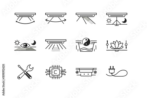 Lighting adjustment under vector beam focus emission tuning logic icon light calm