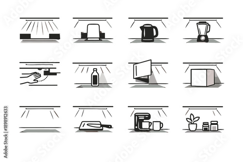 Kettle icon generation usability zones obstruction silhouettes simple appliance image awareness vector