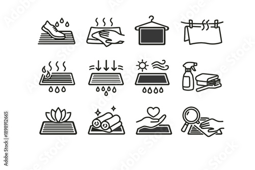 Generation moisture simple release logic image calm drying upkeep icon vector routine