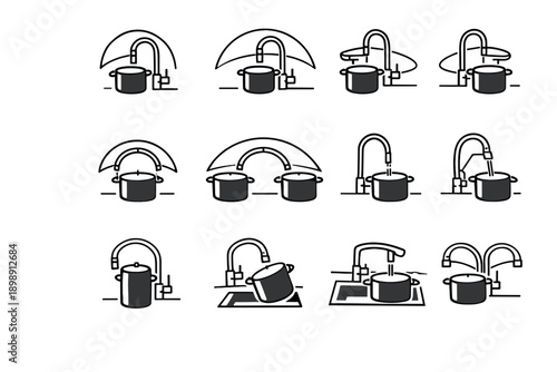 Under spout arc usability generation simple zone vector image pot large icon