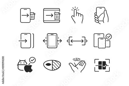 Simple vector icon parity aware gesture device reach interface seal reveal image