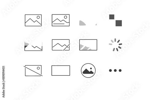 Placeholder media simple outline loading vector icon image generation skeleton frame reveal