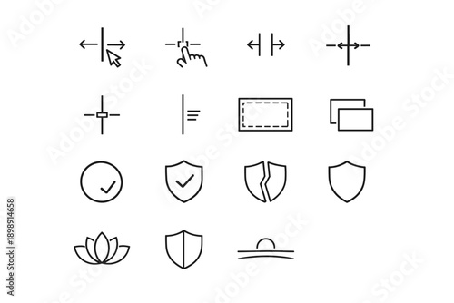 Generation vector seal interaction safe reliability stability image state icon simple click