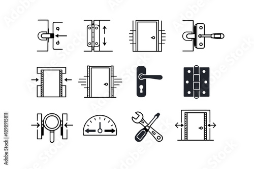 Compression icons icon minimalist alignment door silhouette hinge hardware vector calm accuracy