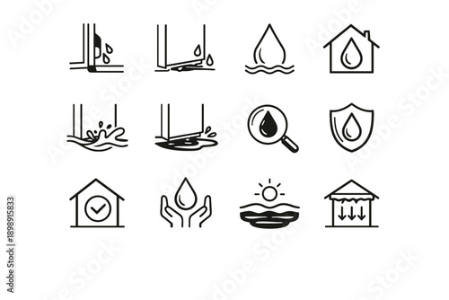 Logic icons door safety icon weatherstrip intrusion splash vector water awareness threshold