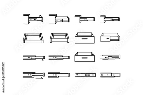 Comparison slide vs icons access balance vector slides hardware drawer icon silhouettes