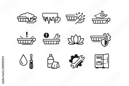Prevention release maintenance tray icon logic calm ice stuck vector fridge