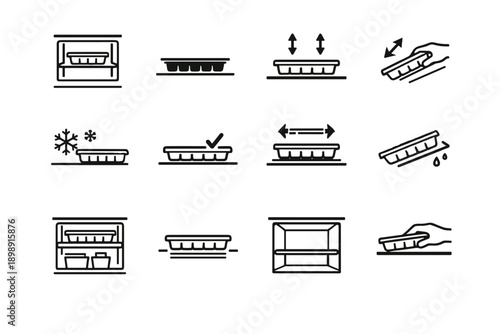 Shelf compartment minimalist setup vector focus icons icon interior freezer awareness habits