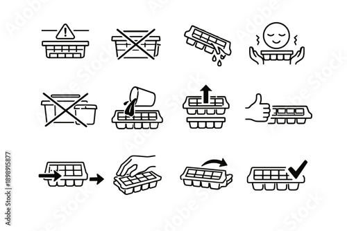 Risk container minimalist correction warning set logic calm crossed obstructing icon vector