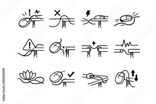 Cable vector desk awareness management logic prevention snag icon catching edge cord