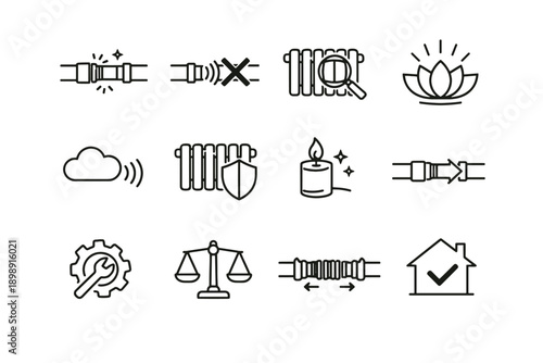Crossed logic quiet pipe vector near radiator silhouette calm icons cue icon
