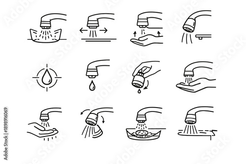 Splash guard handling vector faucet calm icon focus usage hand minimalist icons