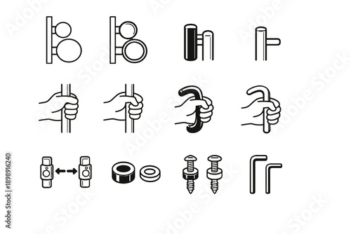 Calm hardware grid compatibility icon vector focus hand diameter silhouettes handle minimalist