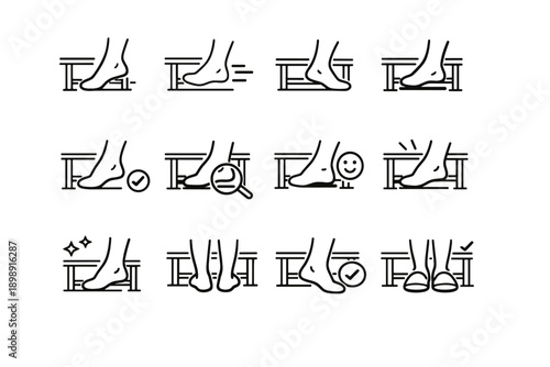 Vector icon silhouette step calm check focus minimalist comfort verification shoe rack