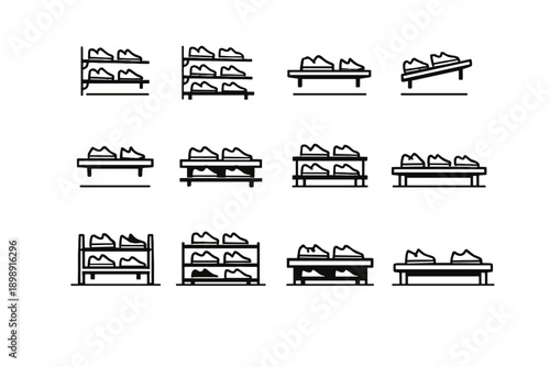 Logic shoe floating efficiency rack calm vector option silhouette floor icon modern